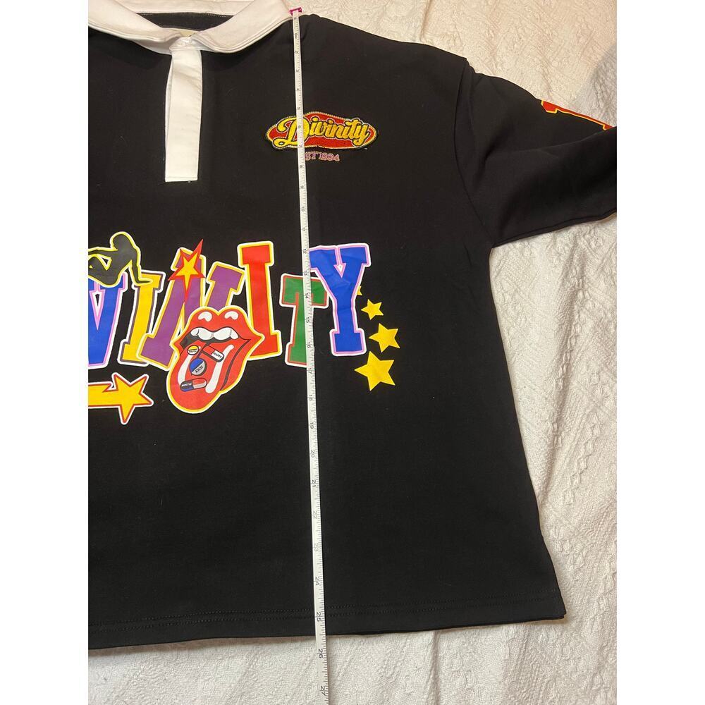 Divinity “Nostalgia Sweater” in Black Y2K 90's Blokecore Sportswear Sportscore - Picture 10 of 11
